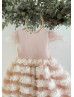 Blush Satin Tulle V Back Cupcake Flower Girl Dress